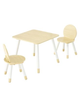 Kids Table and 2 Chairs Set with Graffiti Desktop for Art Reading and Play