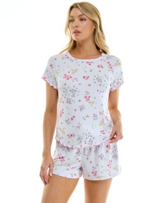 Women's Short-Sleeve Top and Pull-On Shorts, 2-Piece Set