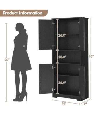 Tall Kitchen Pantry Cabinet, Storage Cabinet with Doors and Adjustable Shelves, Freestanding Cupboard for Living Room, Dining Room