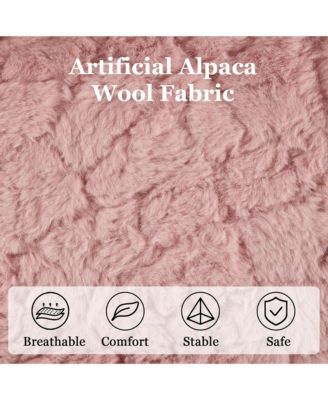 Faux Fur Office Chair - Adjustable Swivel Desk Chair, Fluffy Computer Chair with Colorful Wheels and Metal Base for Home Office