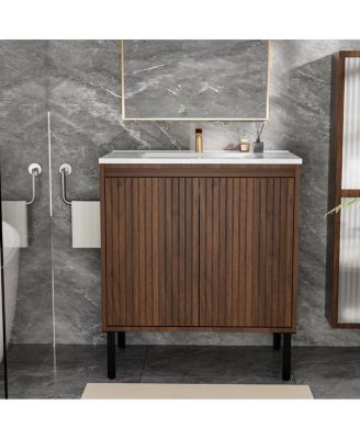 30"Bathroom Vanity with Sink, Soft-Closing Drawers and Large Storage for Modern Bathrooms, Floor Standing or Wall Mounted