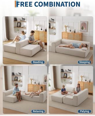 Modular L-Shaped Sectional Sofa with Chaise, Cloud Couch, Corduroy Fabric