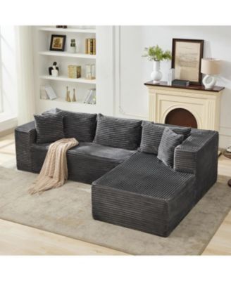 106" L-Shaped Sectional Sofa with Chaise, Modular Deep Seat Cloud Couch, No Assembly