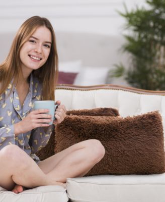 Textured Fluffy Decorative Pillow, 12" x 20"