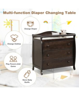 Baby Changing Table Infant Diaper with 3 Drawers and Safety Belt.