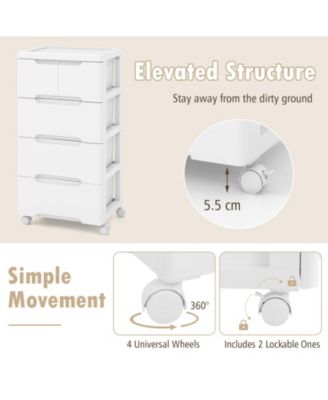 Rolling Storage Cabinet with Universal Wheels and 5 Drawers