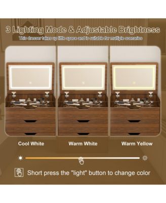 3-in-1 Vanity Desk with Lighted Mirror & Cushioned Tool, Flip Top Makeup Dressing Table for Cloakroom, Bedroom (23.62"L, Walnut)