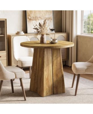  31.50" Round Dining Table for 2 People, Farmhouse Dining Room Table for Living Room, Circle Kitchen Table