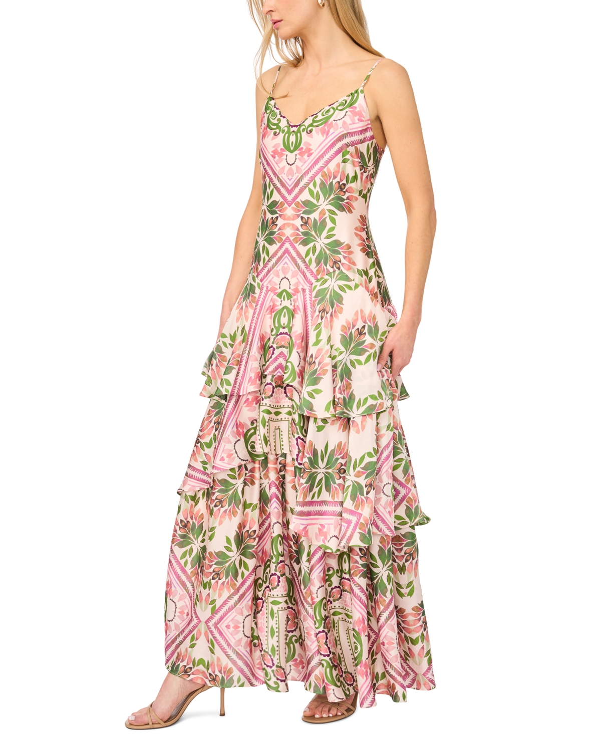 Parker Women's Printed V-Neck Tiered Maxi Dress