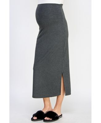 Maternity High-Rise Pencil Midi Skirt with Side Slits