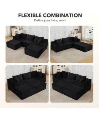 107" Cloud Sectional Sofa, U-Shaped Modular Couch with Chaise, Memory Foam