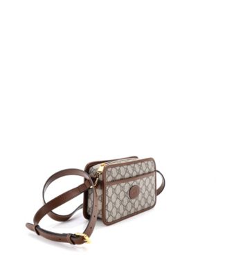GUCCI ミニショルダーバッグ Pre-Owned Gucci Mini Interlocking G Patch Camera Bag GG Coated