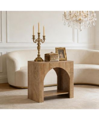 2 Tier Bedside Table, Farmhouse Nightstand with Open Shelf, Wooden Base and Spacious Tabletop, Accent Furniture for Living Room, Bedroom