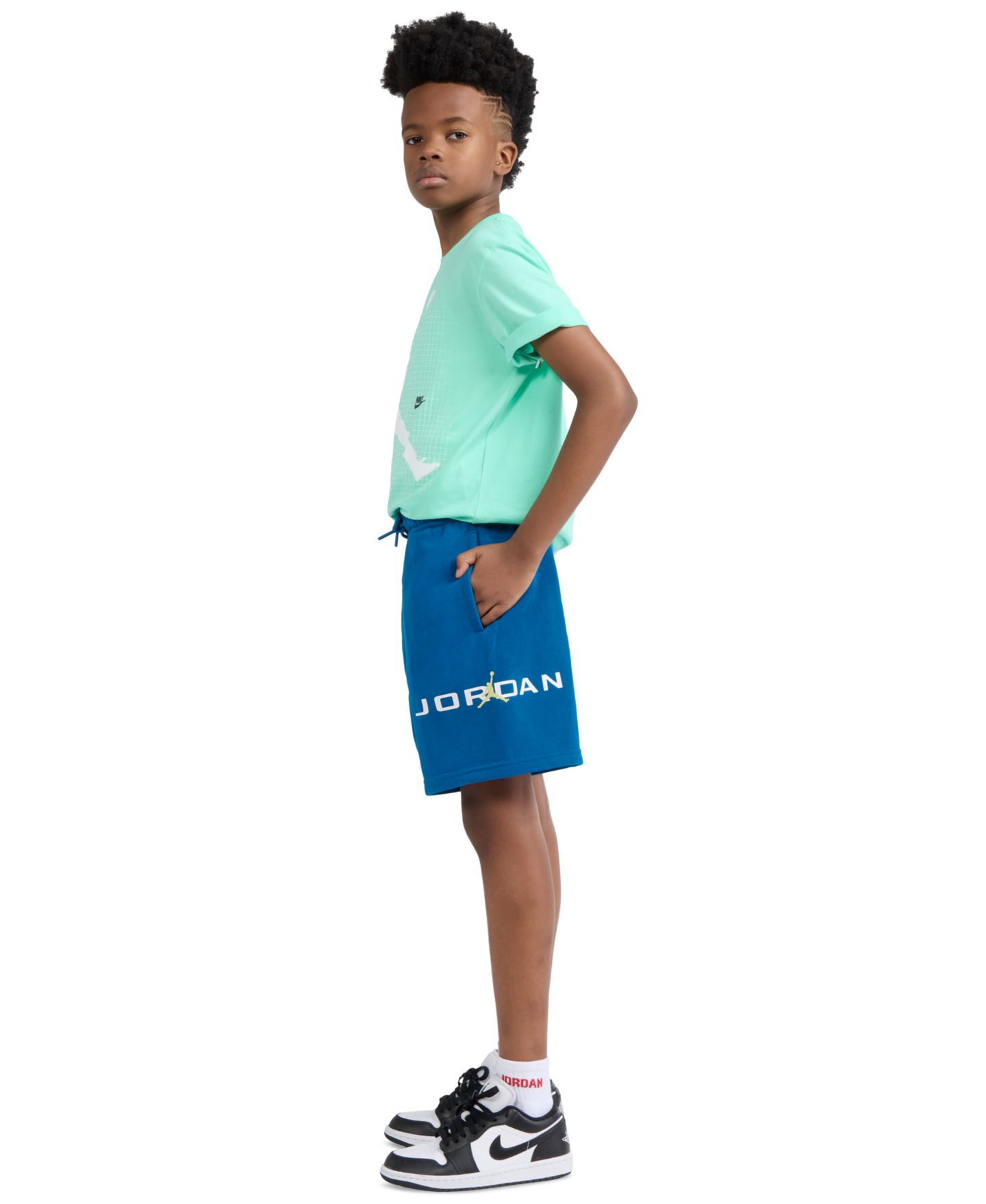 Шорты Jordan Baseline Elastic Waist Fleece Shorts для мальчиков, цвет: Королевский синий — фото 3