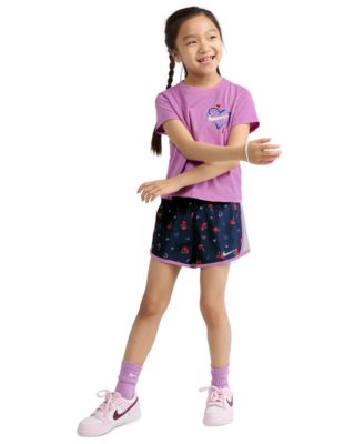 Girls' 4-6X Cherry T-Shirt and Dri-FIT Tempo Printed Shorts, 2-Piece Set