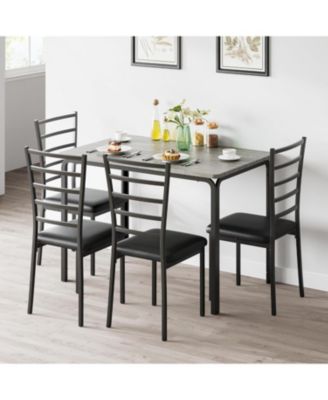 5-Piece Kitchen Dining Room Table Chair Set for Small Space, Indoor Modern Dinette Set for 4, Square Dinner Table Set