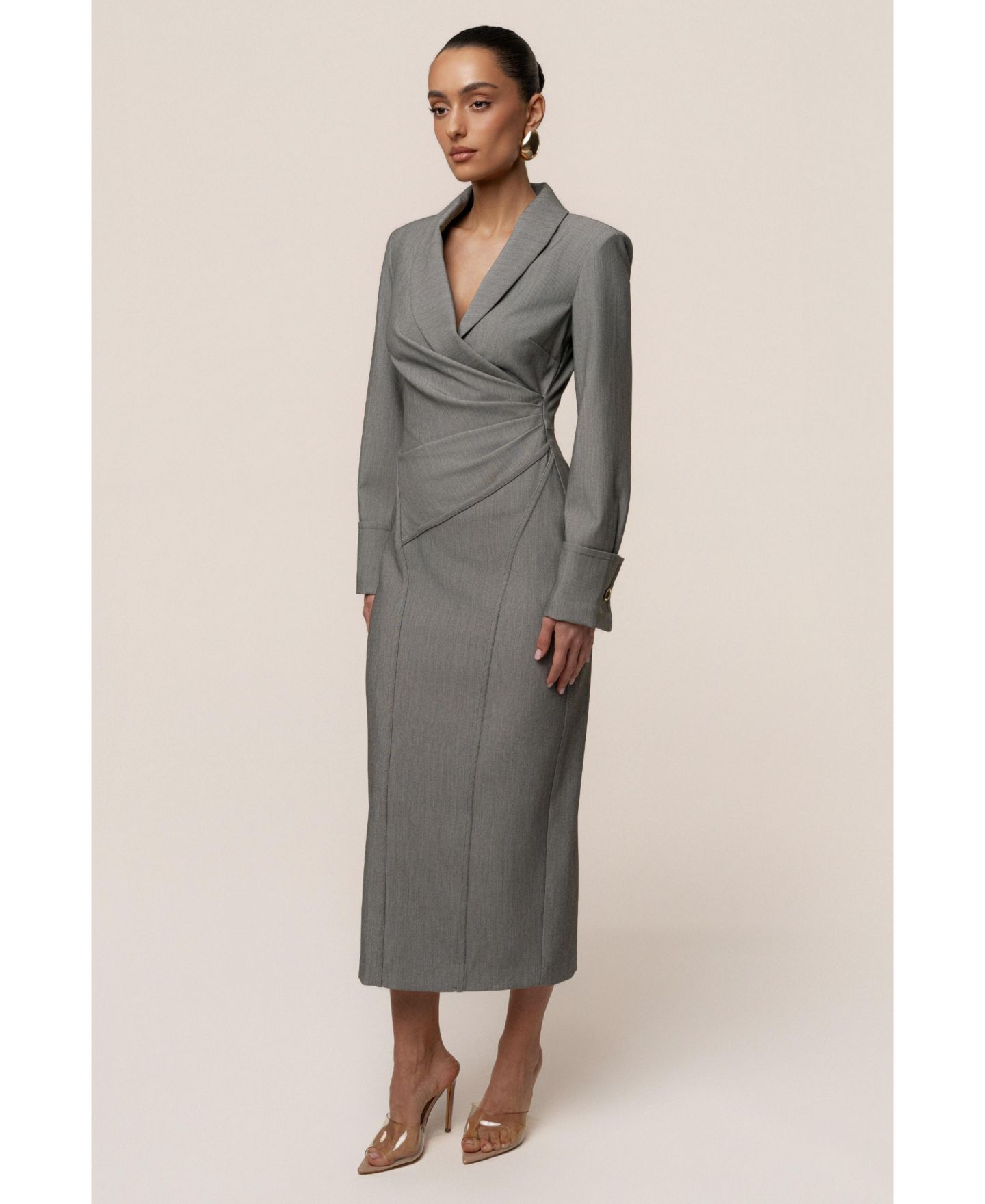 Женское платье JLUXLABEL Manifest Blazer Midi, цвет: Серый — фото 4