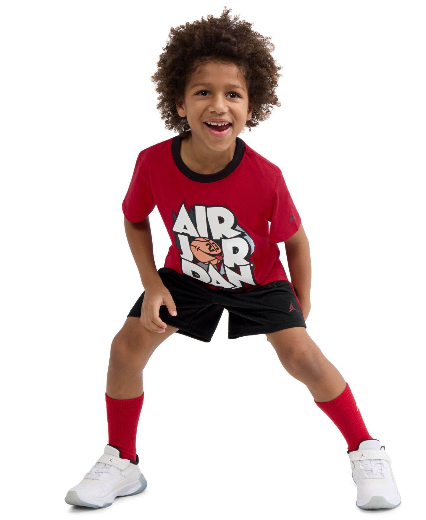 Комплект Jordan Airball Crewneck T-Shirt and Shorts, 2-Piece Set для мальчиков, цвет: Чёрный / Красный — фото 3