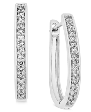 image of Diamond Oval Hoop Earrings (1/4 ct. t.w.) in 14k White or Yellow Gold