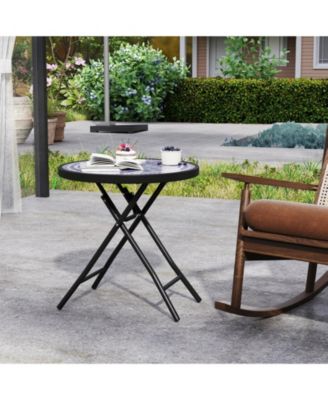 18 Inch Folding Side Table Patio Round Compact Coffee Table