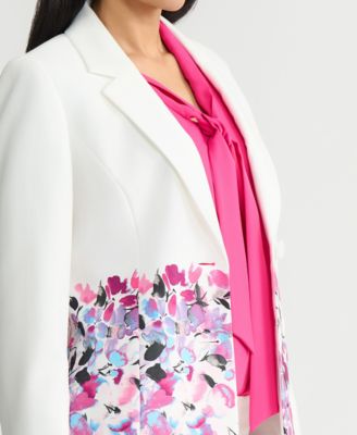 Women's Floral-Print Double-Button Blazer, Regular & Petite