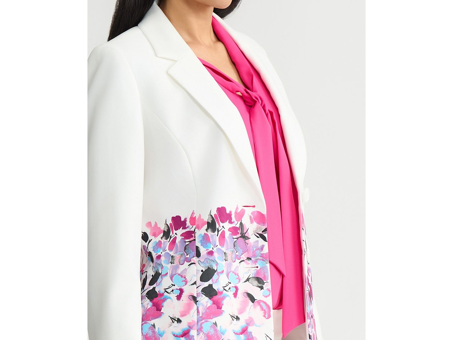 Женский пиджак Kasper Petite Floral-Print Double-Button Blazer, цвет: Белый разноцветный — фото 4
