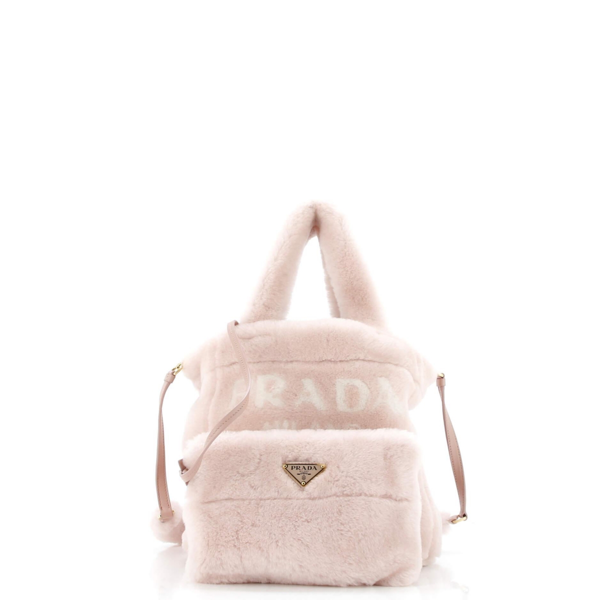 Pre-Owned Prada Mini Logo Tote Shearling