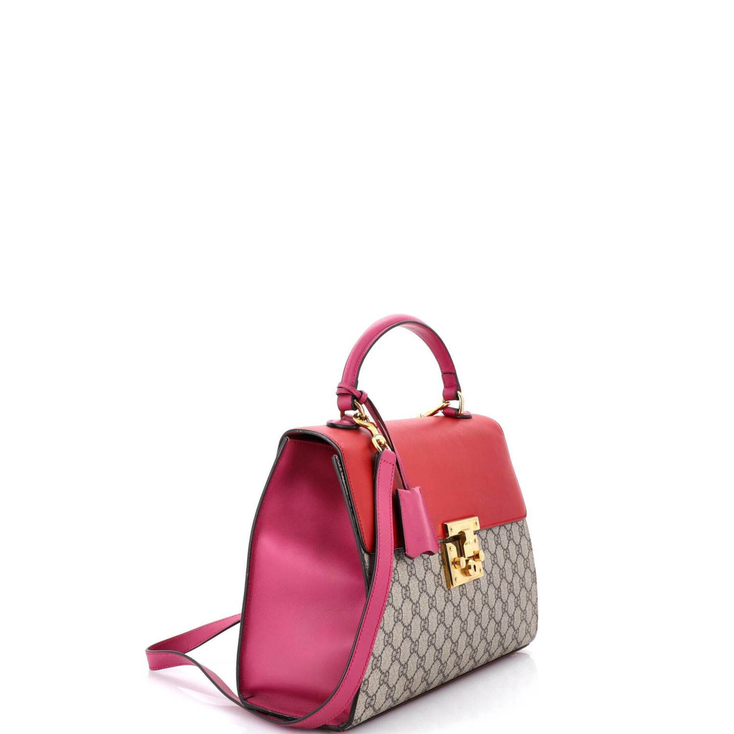 Medium Padlock Top Handle Bag GG Coated Canvas and Leather