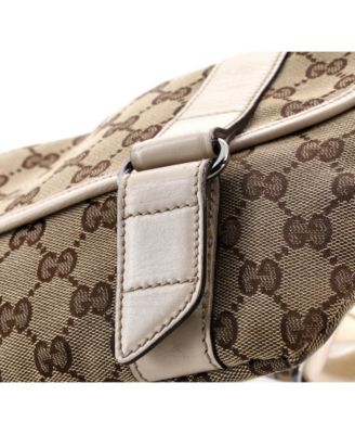 Small Double Belt Flap Messenger GG Canvas with Perforated Leather