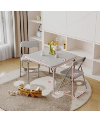 Boys and Girls Folding Table and Chair Set of 3 - Includes 1 Portable Table and 2 Chairs, PU Upholstered