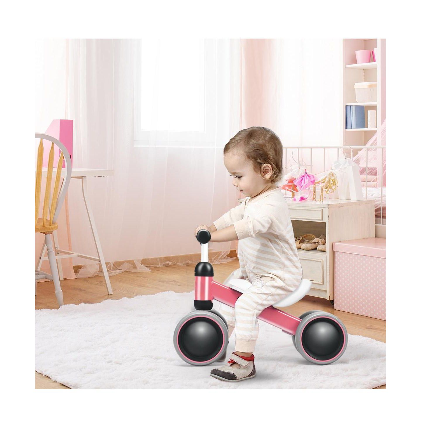 Детская игрушка HONGGE Baby Balance Bike, No-Pedal 4-Wheel, Ages 2+, цвет: Розовый — фото 3