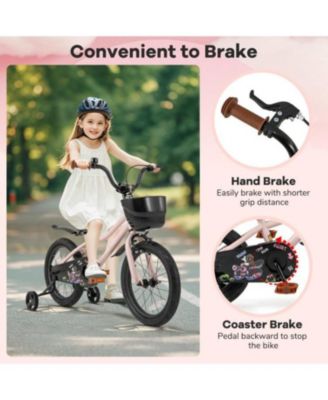  Kids Bike with Basket and Adjustable Handlebar