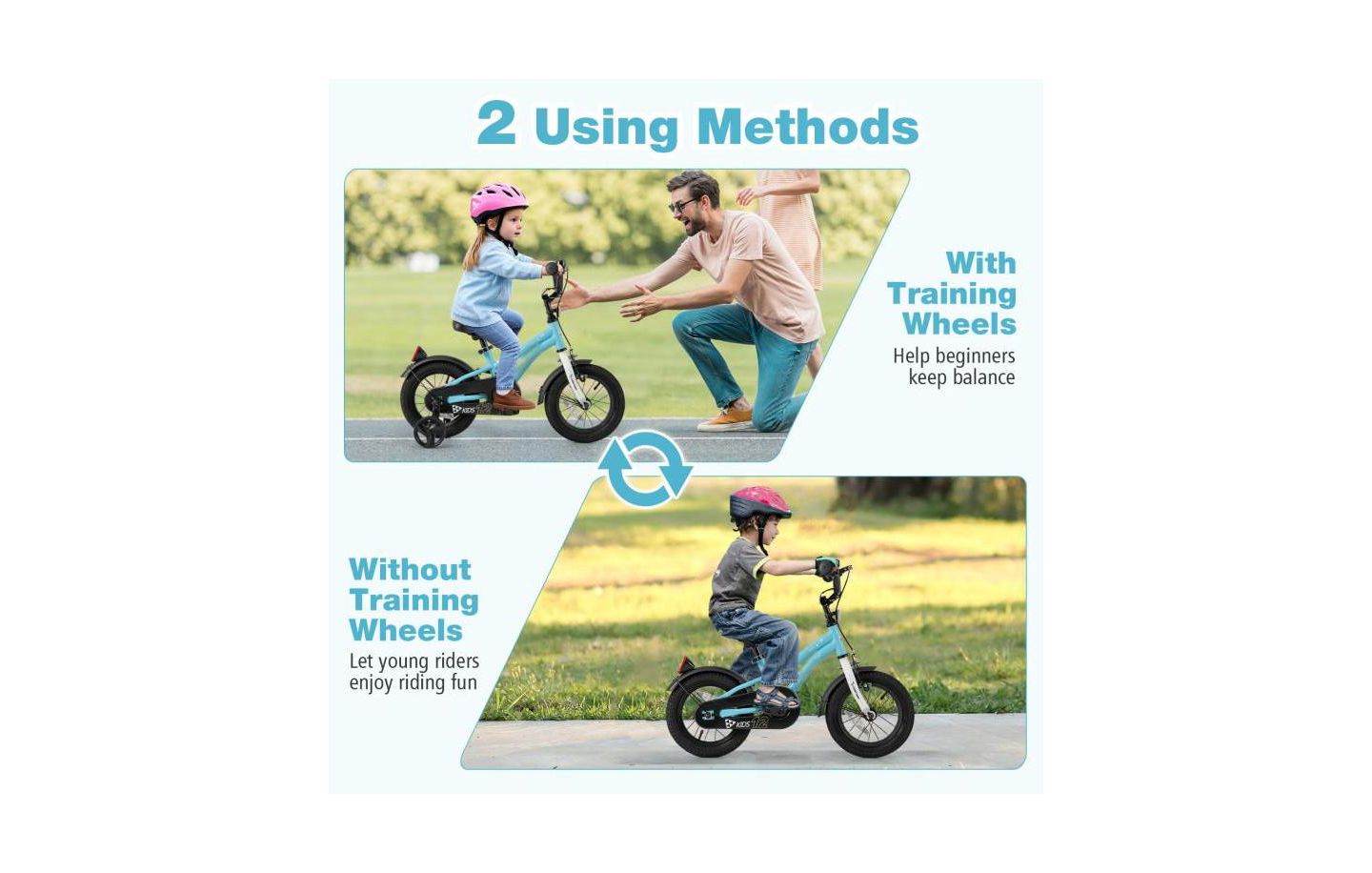 Детская игрушка HONGGE Adjustable Kids Bike with Training Wheels, Ages 3-4, цвет: Синий — фото 8