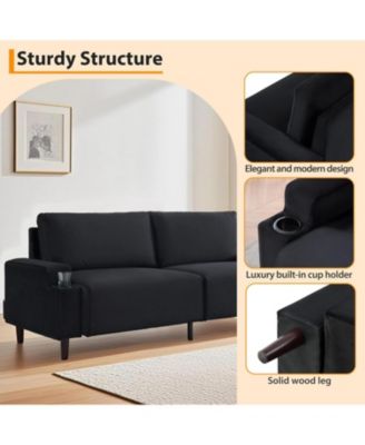 80.7" Loveseat Sofa, Fabric Sleeper Couch with Wood Frame, Easy Assembly for Apartment