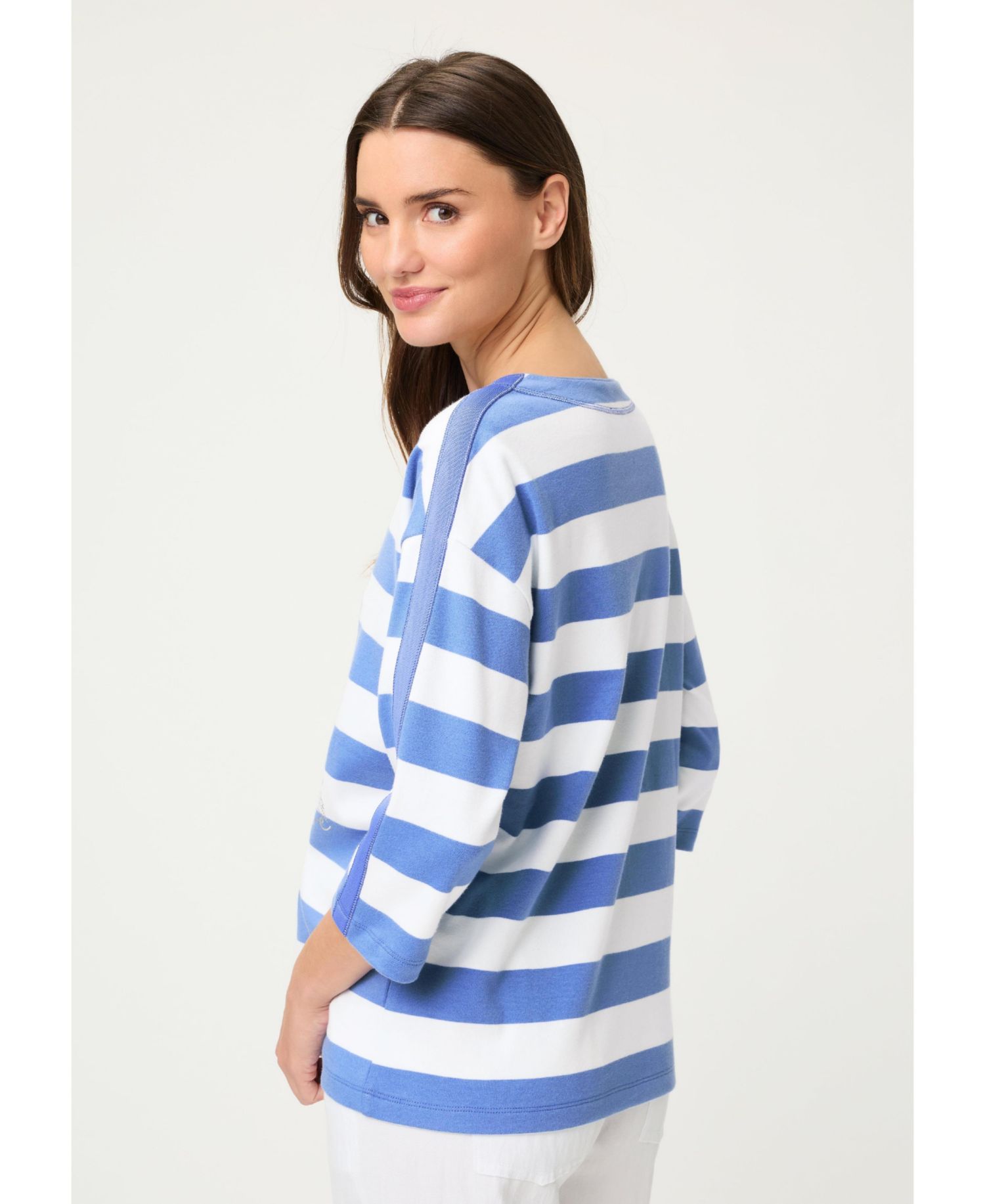 Women's Stripe and Placement Print Jersey Top