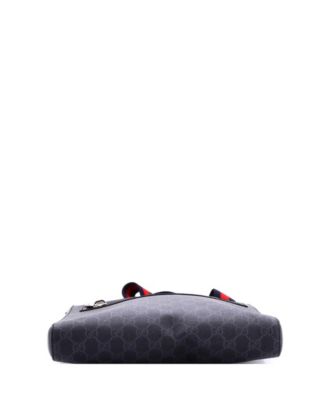 Medium Web Strap Front Zip Messenger Bag GG Coated Canvas