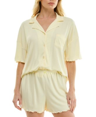 Women's Short-Sleeve Top and Elastic Waistband Shorts, 2-Piece Set