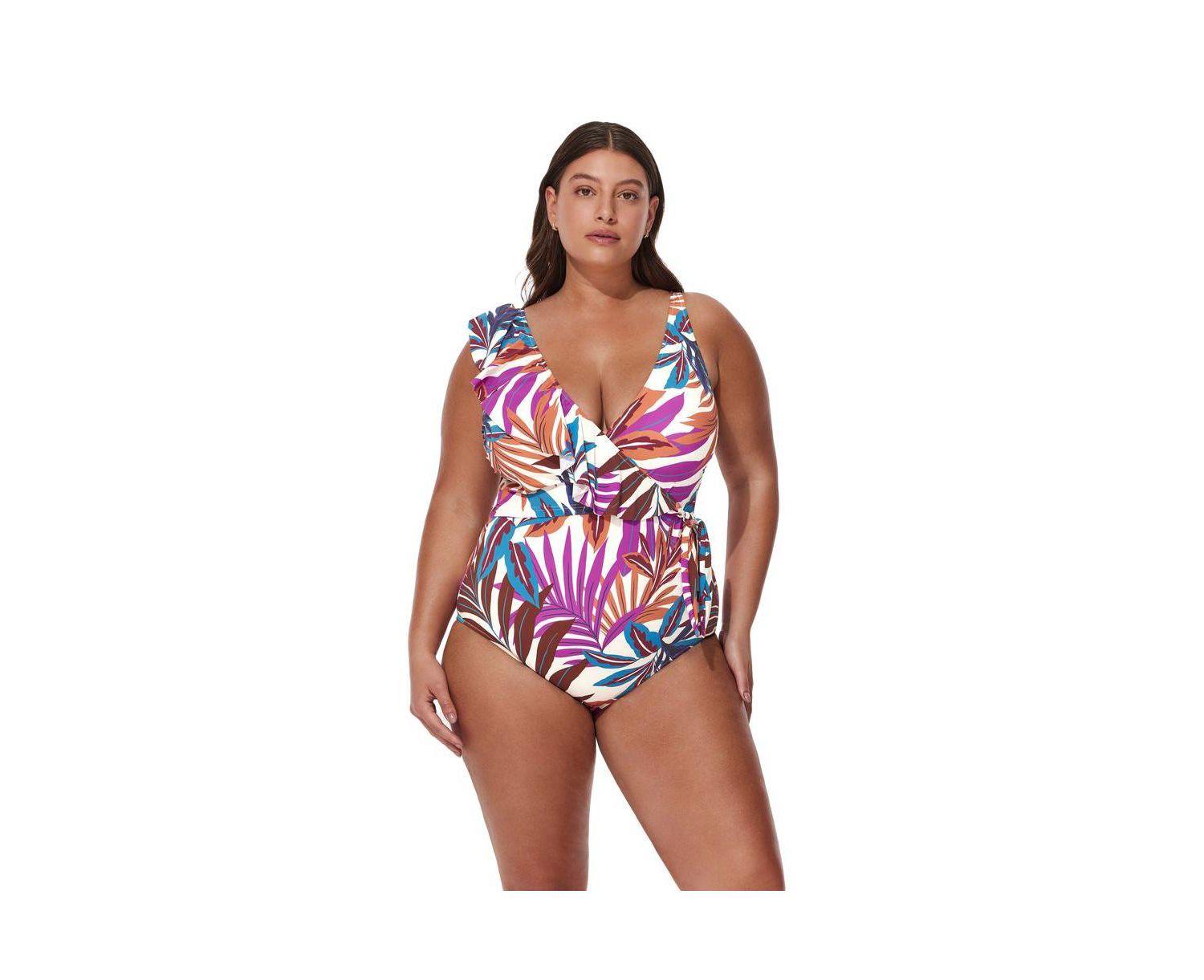 Women's V-Neck Surplice Ruffle One Piece
