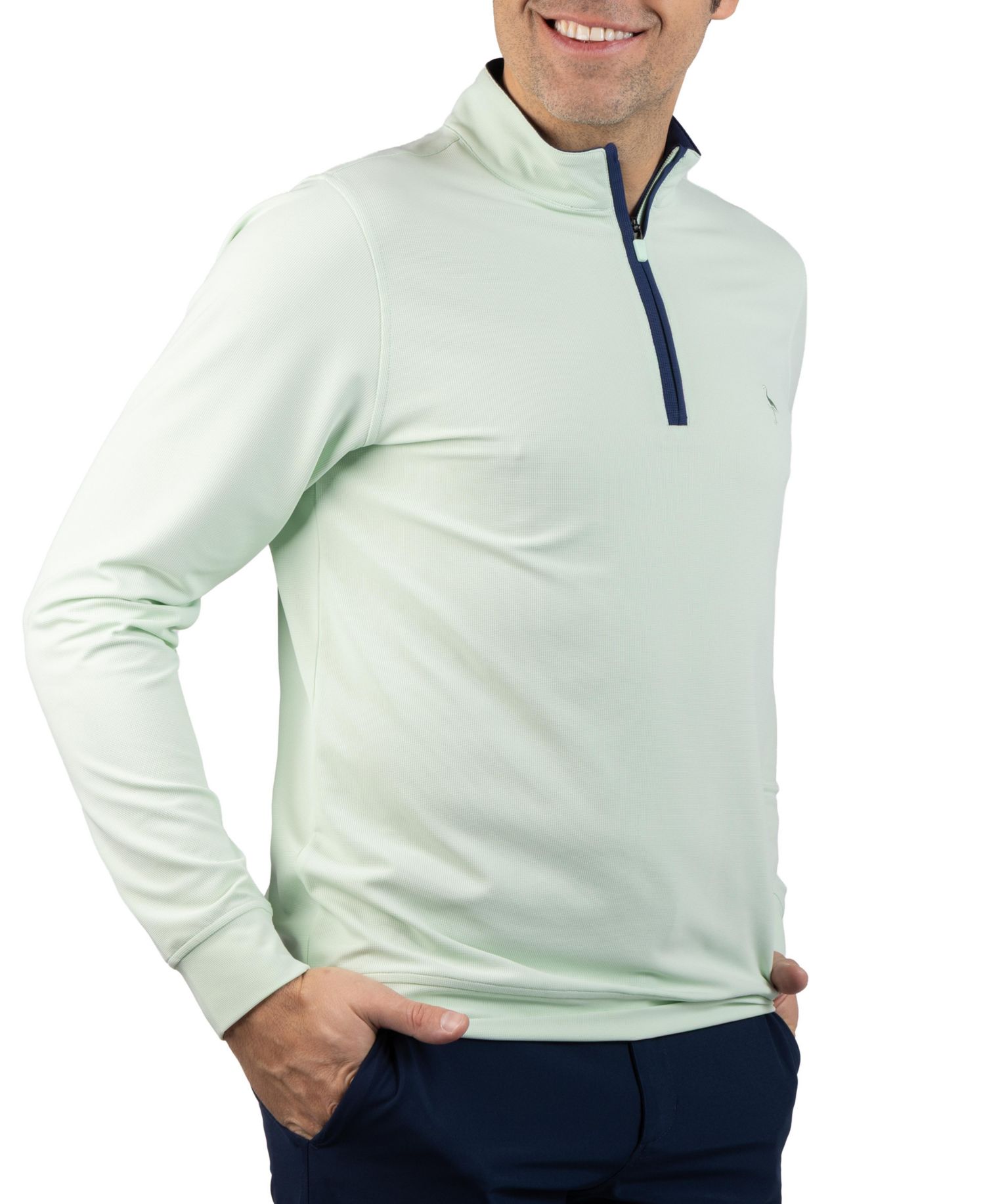 Men's Micro Grid Performance Quarter Zip with Contrast Pipping