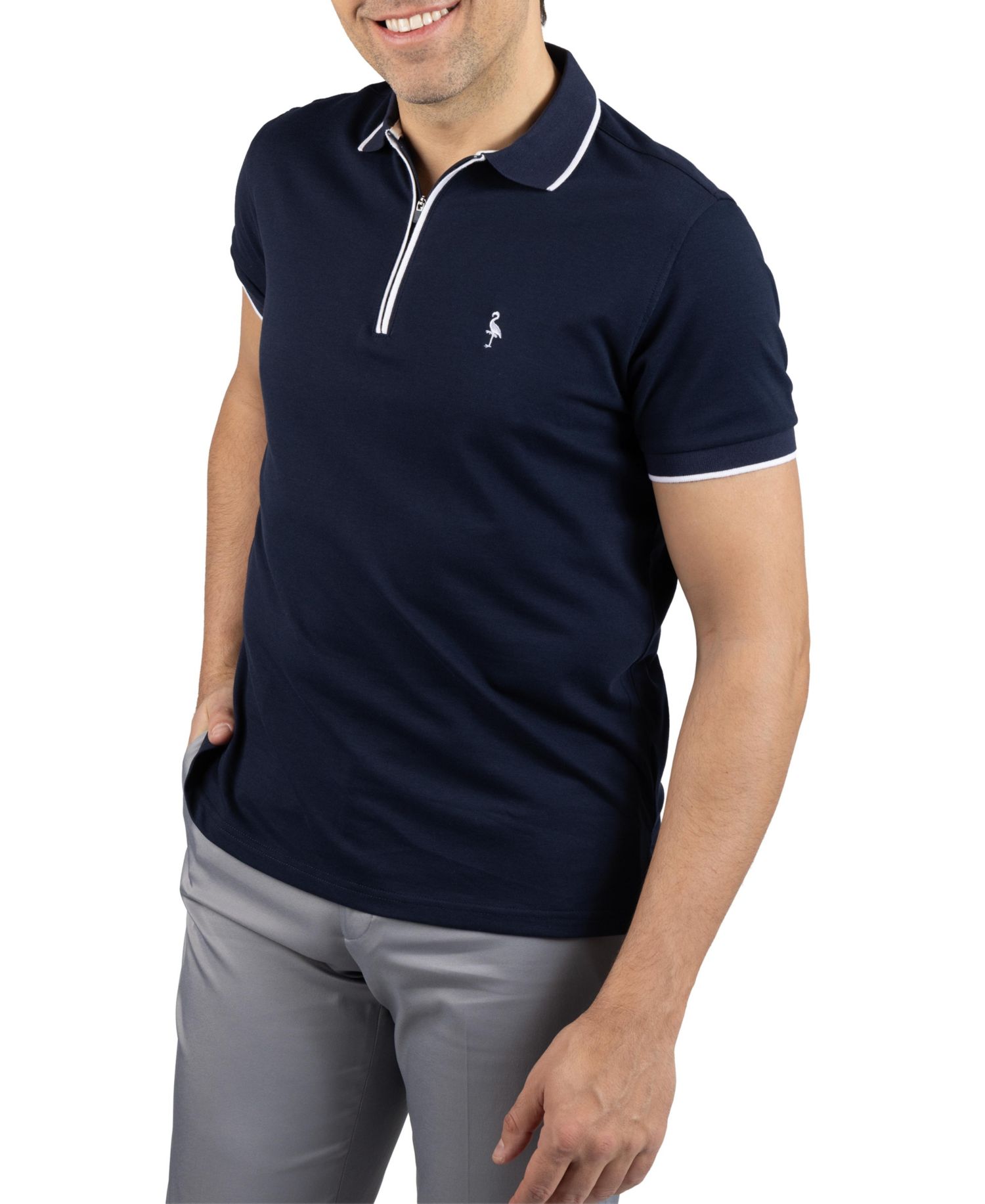 Men's Quarter Zip Fine Pique Polo Shirt