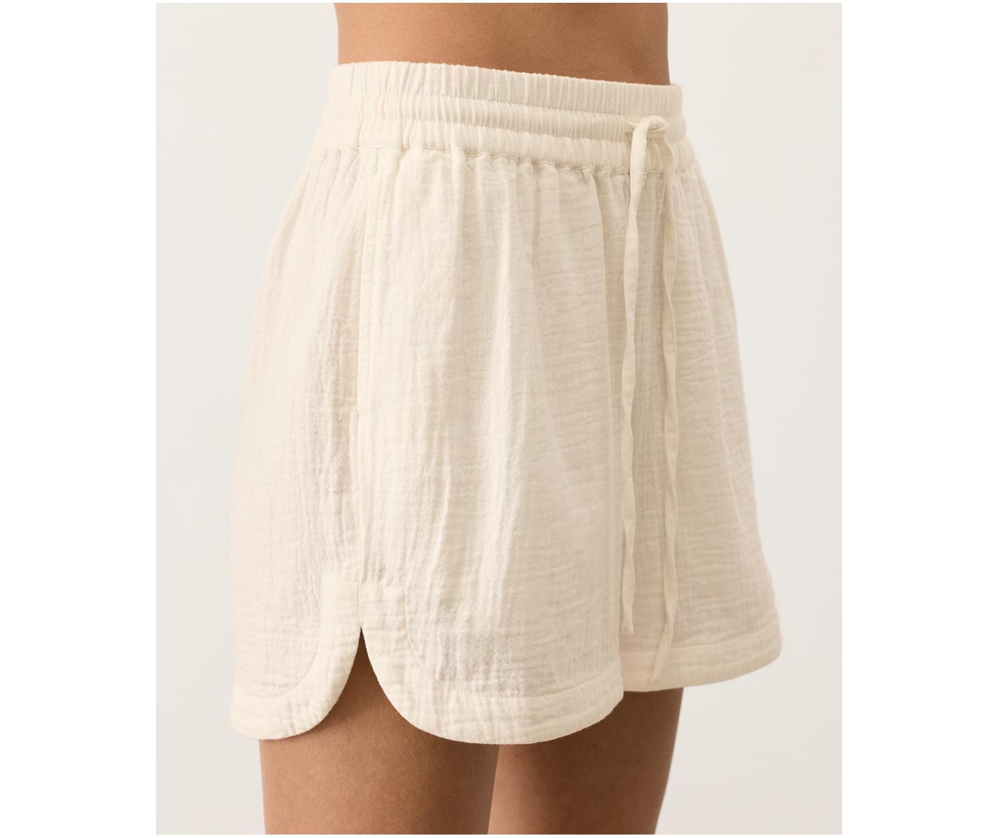 Женские шорты Pact Organic Cotton Coastal Double Gauze Curved Hem Short, цвет: Кремовый — фото 5