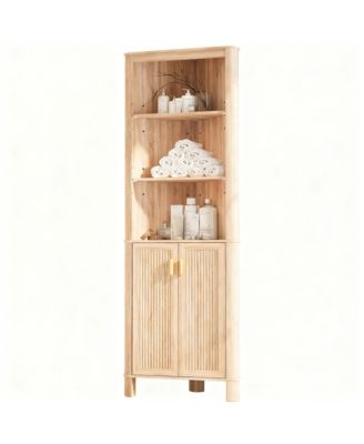 Tall Corner Cabinet shelf with Fluted Door