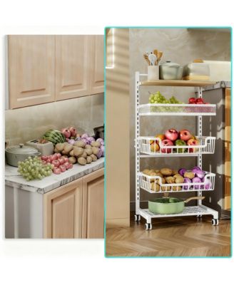 Fruit Basket Kitchen Cart 5 Tier Adjustable Vegetable Storage shelve