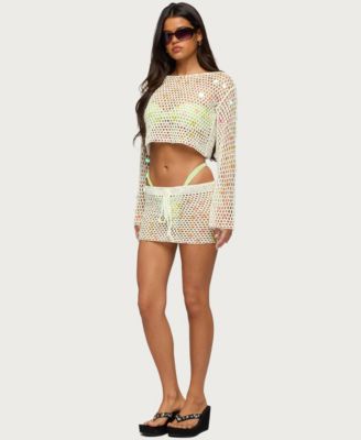 Women's Kirah Sequin Crochet Mini Skirt