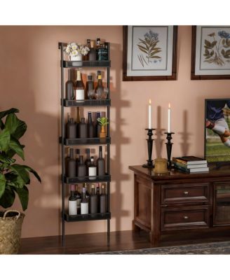 Wine Rack Bottles Wall Mounted Metal Wood Storage Shelf