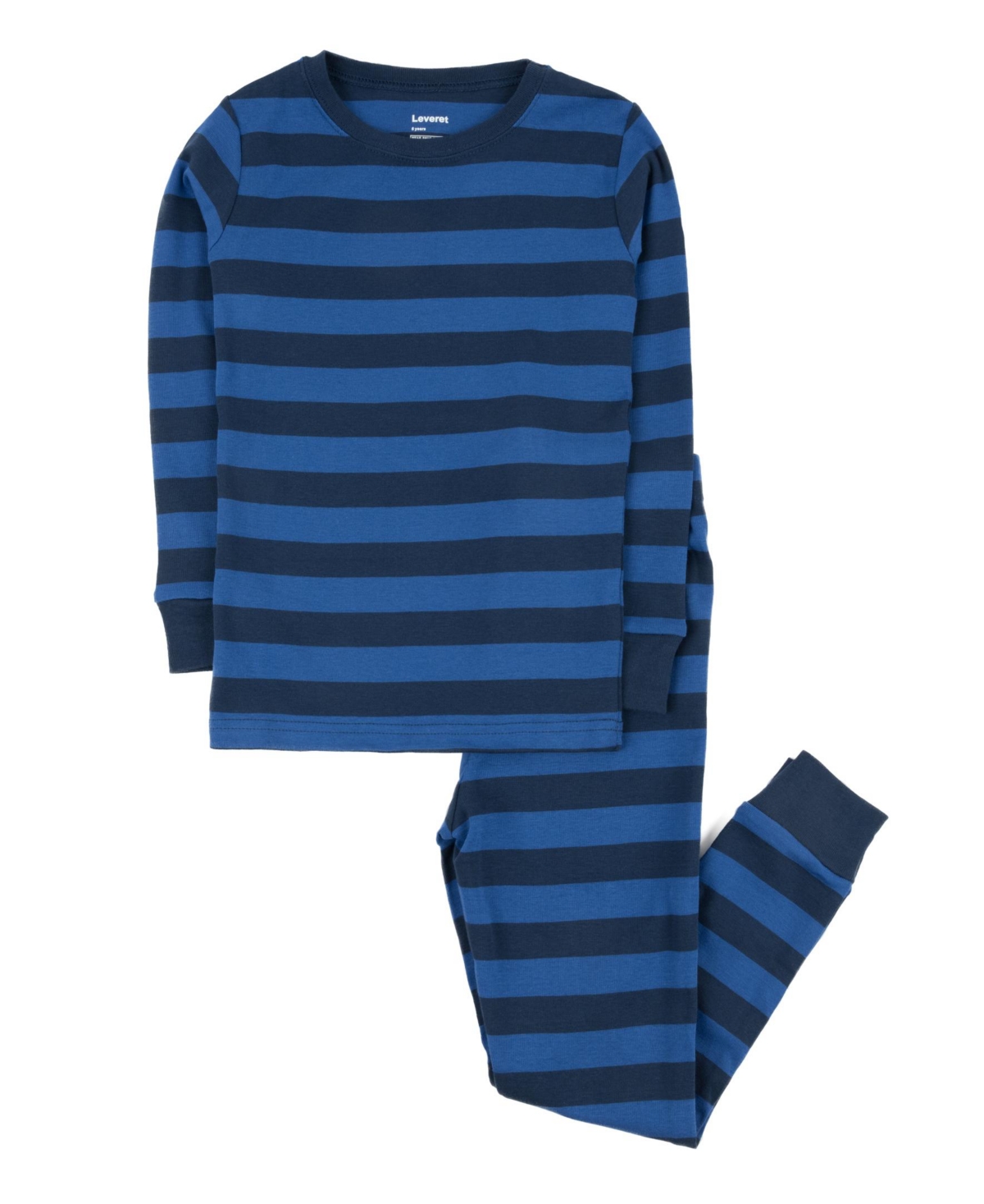 Leveret Baby Matching Family Two Piece Cotton Long Sleeve Striped Pajamas 03M-24M - Blue  navy stripes