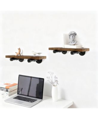 Wall Mounted Floating Shelves Industrial Pipe Brackets Rustic Wood