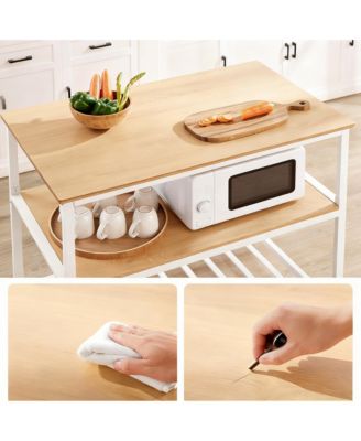 Kitchen Island 3-Tier Storage Large Worktop Steel Industrial Oak