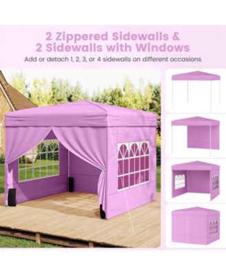 10 X 10 FT Pop up Canopy Tent w/ 4 Sidewalls Wheeled Bag 4 Sandbags 8 Stakes