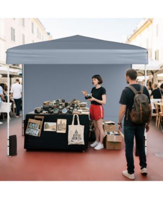 10 X 10 FT Pop up Canopy Tent w/ 4 Sidewalls Wheeled Bag 4 Sandbags 8 Stakes